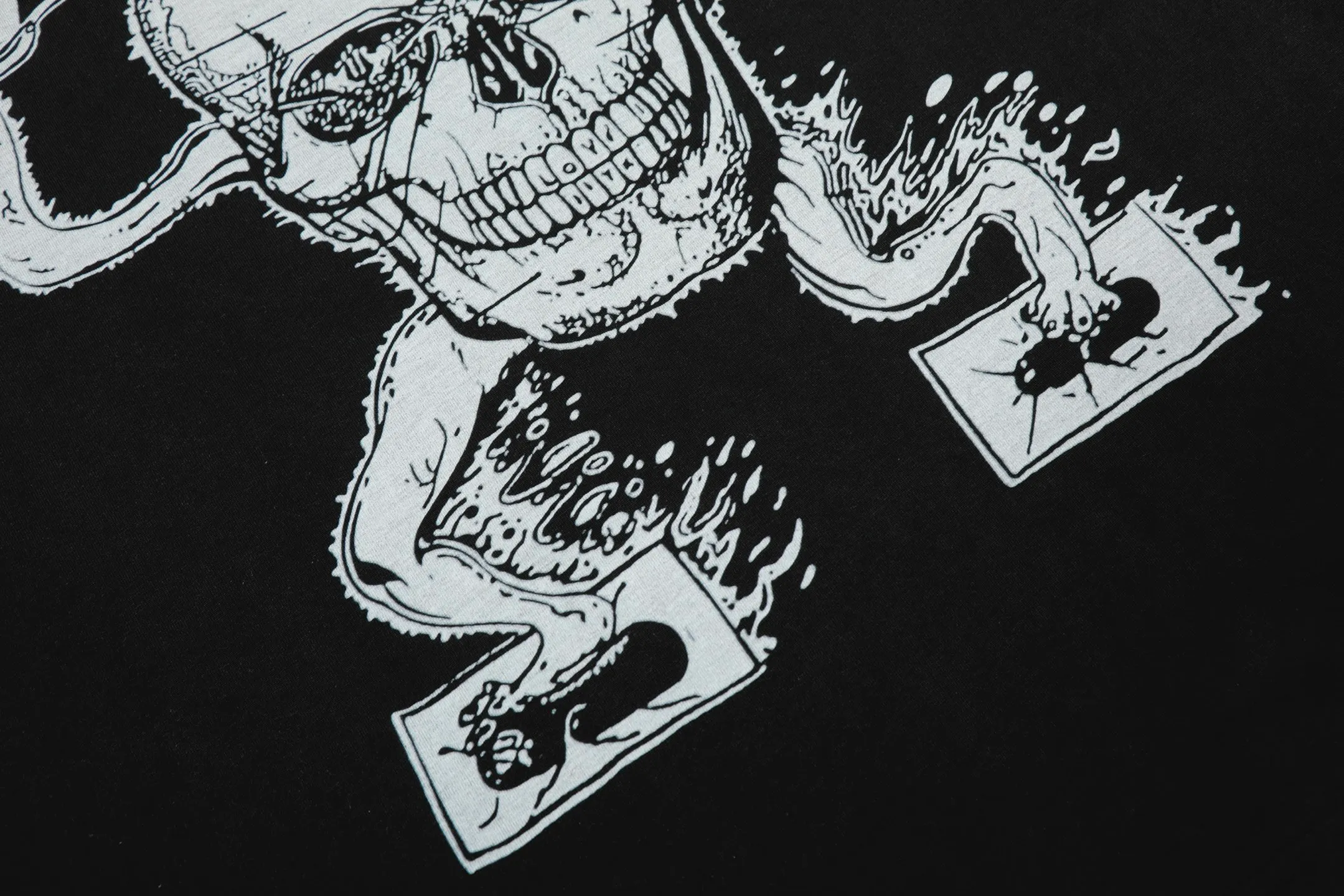 VT9243 P140💰 SAINT Michael Cartoon Skull "Eternal Saint" Punk Style Printed Retro Washed Distressed Short Sleeve T-shirt Small Neck Design White Ink Digital Direct Printing High Street Retro Heavy Duty Distressed Vintage Short Sleeve Size: S M L XL